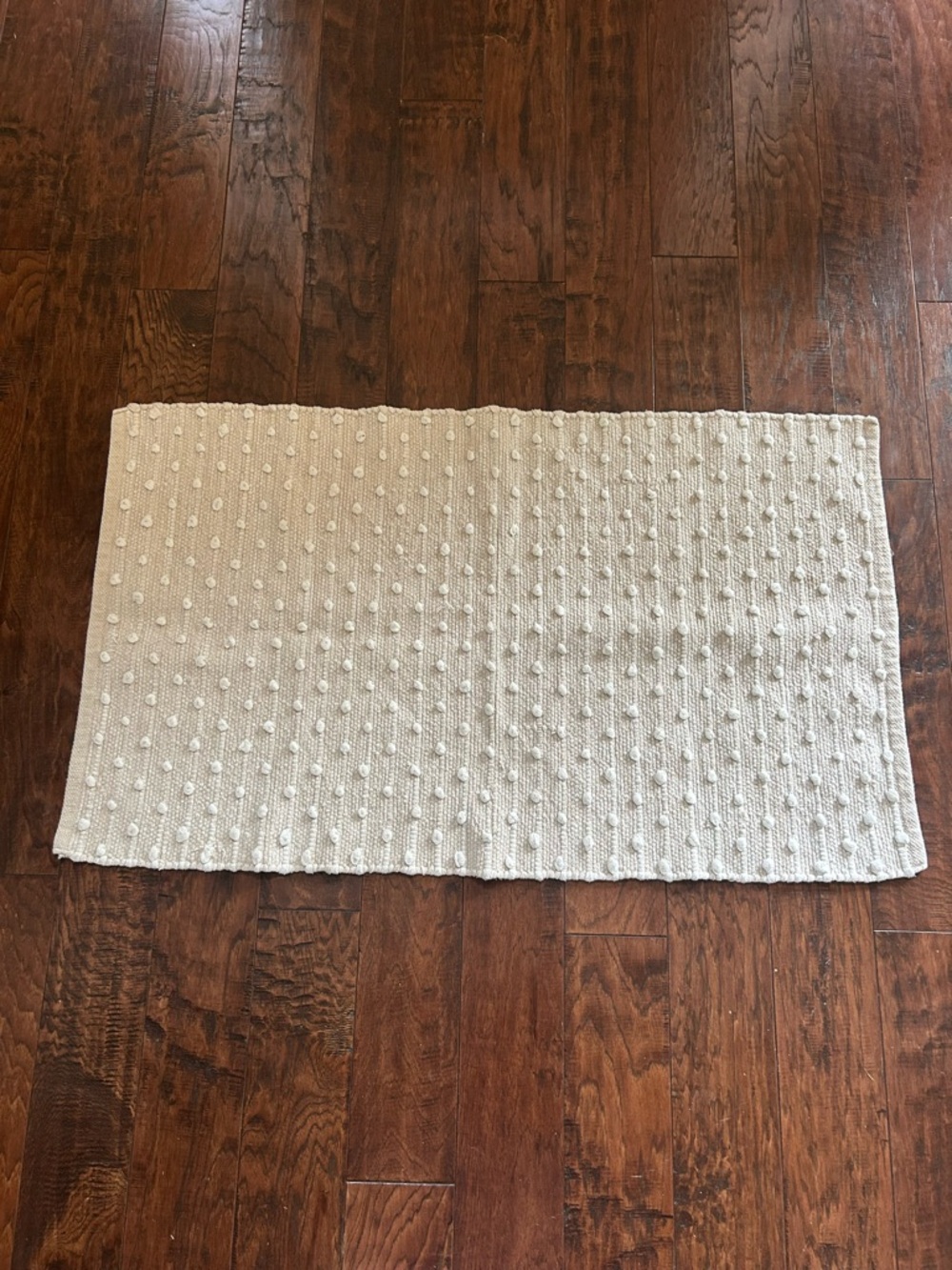 Cream Textured Cotton Accent Rug
